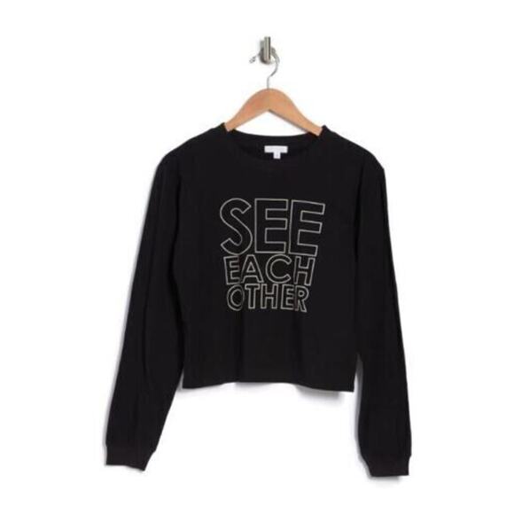 Abound Women's Graphic Long Sleeve T-Shirt in Black See Each Other 2XS - Picture 3 of 3